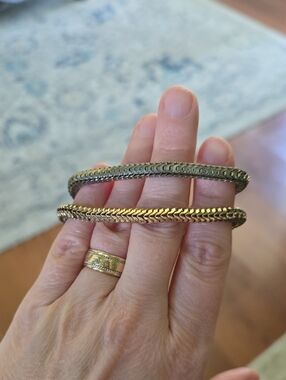 Gold-Tone Braided Metal Bangle Set - Women’s Fashion Bracelet